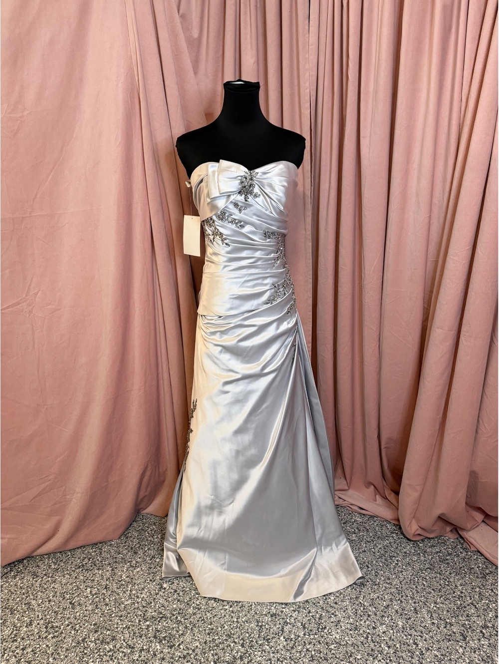 Impression Bridal Strapless Silver Wedding/Evening Gown Size 10